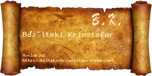 Bélteki Krisztofer névjegykártya